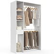 ID MARKET - Dressing double penderie L. 110 cm MIRTY avec étagères + tiroir + rangements à chaussures blanc - vignette