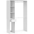 ID MARKET - Dressing double penderie L. 110 cm MIRTY avec étagères + tiroir + rangements à chaussures blanc - vignette