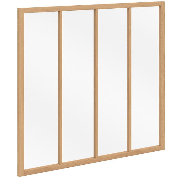 ID MARKET - Verrière atelier 4 vitrages L. 116 x H. 108 cm en bois et verre trempé - large