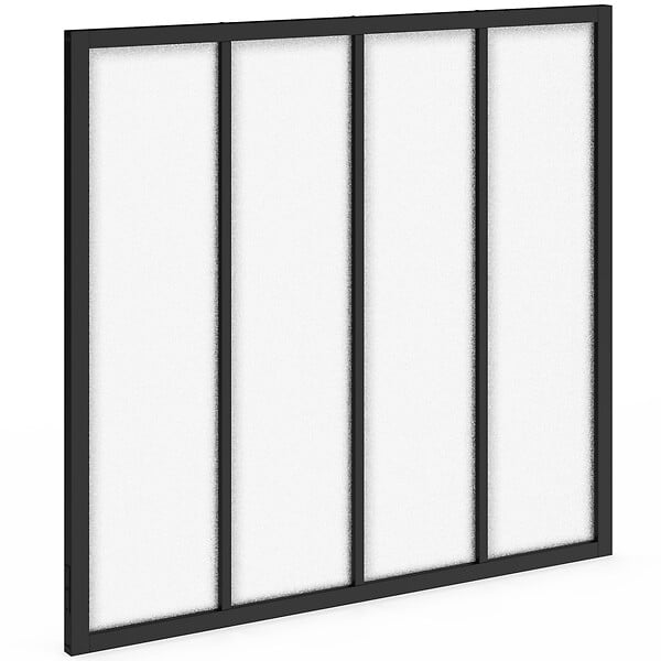 ID MARKET - Verrière atelier 4 vitrages L. 116 x H. 108 cm en métal noir et verre trempé givré - large