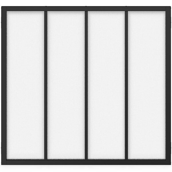 ID MARKET - Verrière atelier 4 vitrages L. 116 x H. 108 cm en métal noir et verre trempé givré - large