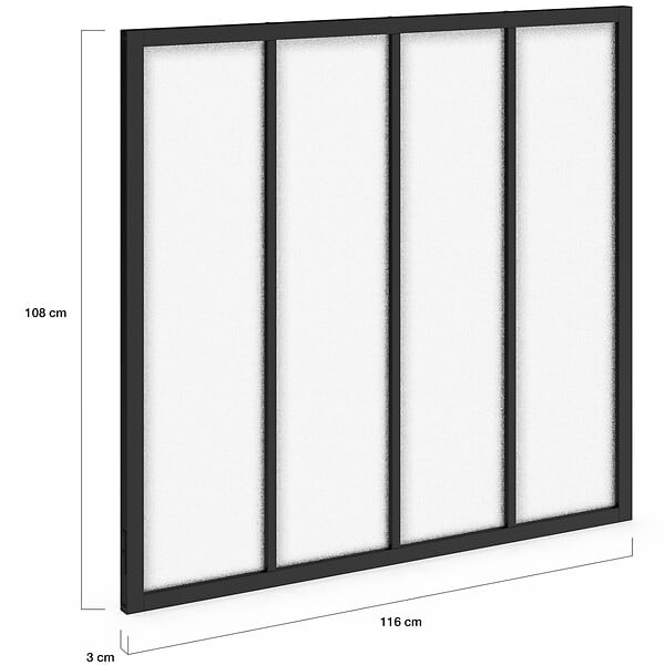 ID MARKET - Verrière atelier 4 vitrages L. 116 x H. 108 cm en métal noir et verre trempé givré - large
