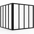 ID MARKET - Verrière d'angle atelier 8 vitrages L. 116 x l.116 x H.108 cm en métal noir et verre trempé - vignette