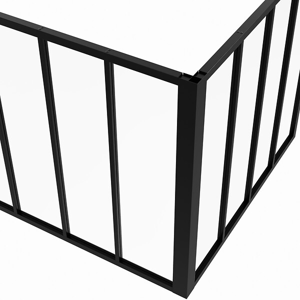 ID MARKET - Verrière d'angle atelier 8 vitrages L. 116 x l.116 x H.108 cm en métal noir et verre trempé - large