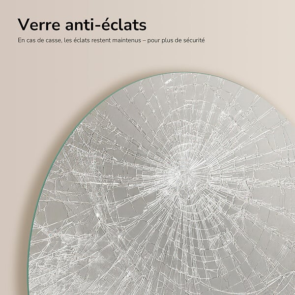 EMKE - EMKE Miroir de Salle de Bain Asymétrique 70x62 cm, Miroir Mural Irrégulier Sans Cadre, Pose Horizontale ou Verticale - large