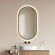 EMKE - EMKE Miroir de salle de bain LED Ovale Cadre Noir 45x75 cm, Anti-buée, Interrupteur tactile, 3 couleurs de lumière réglable, Mémoire - vignette