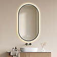 EMKE - EMKE Miroir de salle de bain LED Ovale Cadre Noir 50x90 cm, Anti-buée, Interrupteur tactile, 3 couleurs de lumière réglable, Mémoire - vignette