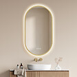 EMKE - EMKE Miroir de salle de bain LED Ovale Cadre Doré Brossé 50x90 cm, Anti-buée, Interrupteur tactile, 3 couleurs de lumière réglable, Mémoire - vignette