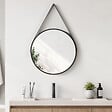 EMKE - EMKE Miroir Rond Salle de Bain 50 cm avec Cadre Noir Mat et Lanière Réglable - vignette
