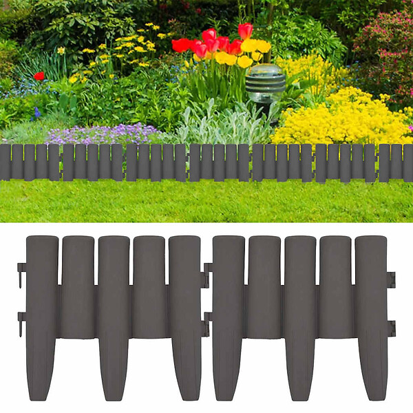 VIDAXL - vidaXL Bordures de pelouse 36 pcs Gris 10 m PP - large