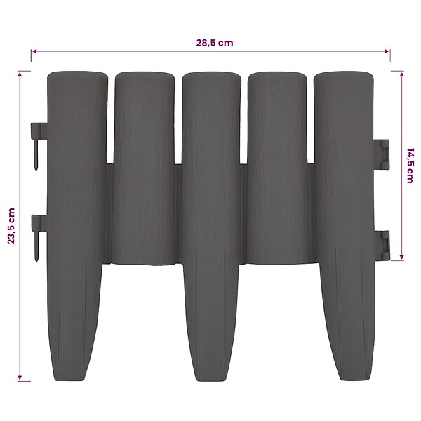 VIDAXL - vidaXL Bordures de pelouse 36 pcs Gris 10 m PP - large