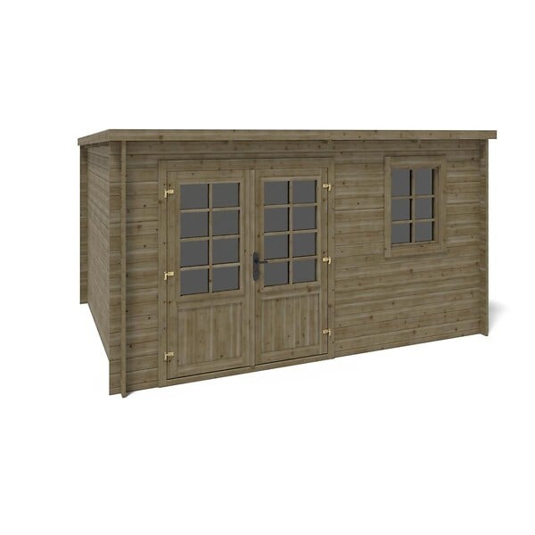 ALTANKA - Abri de jardin en bois - 12m2 - 4x3m - Traité - Ep. 28mm - Couleur: vert - DOM381 - large