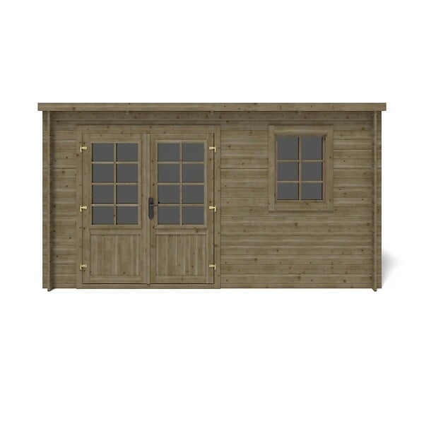 ALTANKA - Abri de jardin en bois - 12m2 - 4x3m - Traité - Ep. 28mm - Couleur: vert - DOM381 - large