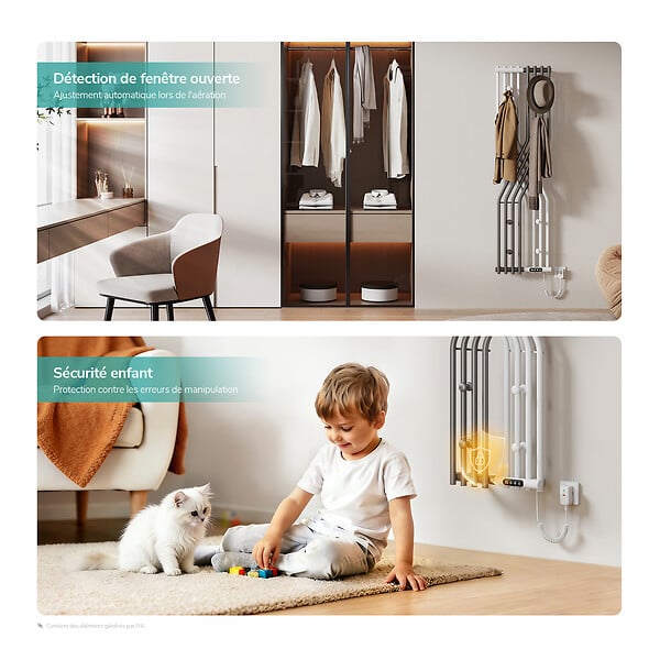 EMKE - EMKE Sèche-serviettes électrique 140x37,5 cm 580W, WiFi TUYA, Alexa/Google Home, Design X bicolore, Technologie fibre de carbone - large