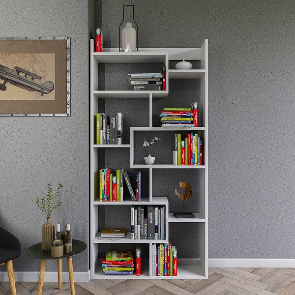 HABITAT ET JARDIN - Bibliothèque en bois "Kuttap" - 90 x 22 x 182 cm - Blanc - large