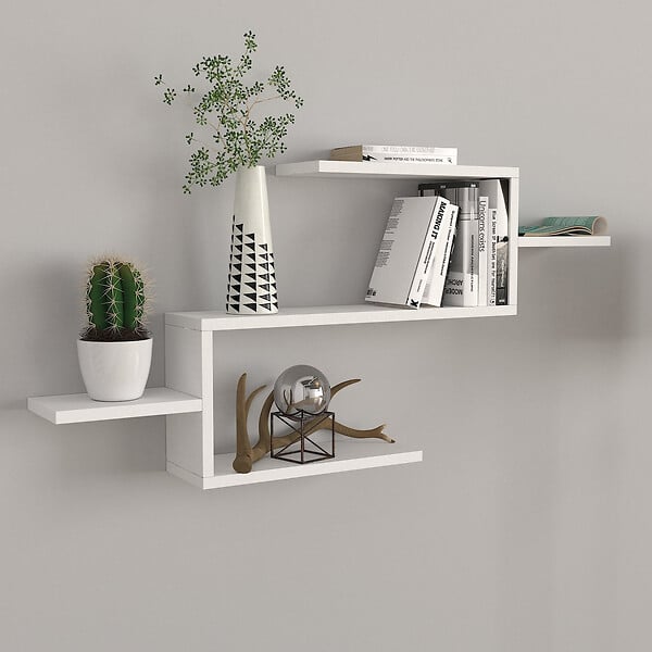 HABITAT ET JARDIN - Bibliothèque en bois "Twist" - 104 x 14 x 49 cm - Blanc - large