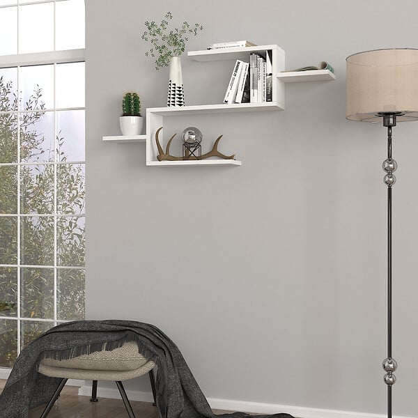 HABITAT ET JARDIN - Bibliothèque en bois "Twist" - 104 x 14 x 49 cm - Blanc - large