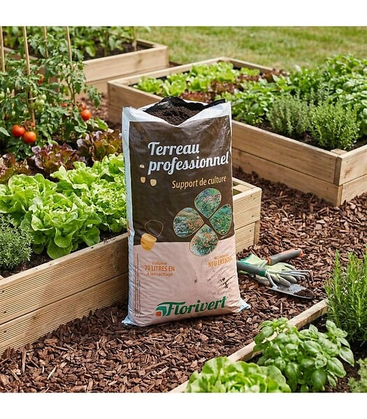 FLORIVERT - Pack de 10 sacs de terreau français pour plantes vertes et fleurs Flori Horticole 70L NEG01644-10x70 - large