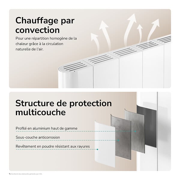 EMKE - EMKE Radiateur Électrique à Convection 2000W, Panneau Chauffant Mural en Aluminium 160x54,5cm, Thermostat WiFi, Blanc Brillant - large