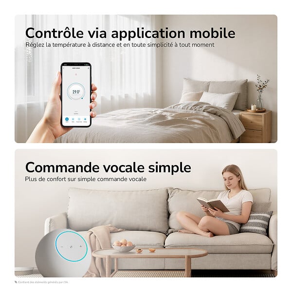 EMKE - EMKE Radiateur Électrique à Convection 2000W, Panneau Chauffant Mural en Aluminium 160x54,5cm, Thermostat WiFi, Anthracite - large