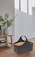 DIXNEUF - Panier à bois simili cuir - Alpha - Noir - 52 cm - vignette