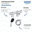 GROHE - Mitigeur baignoire thermostatique Grohtherm 800 avec colonnettes Idro'Flex + Douchette 2 jets Comfort + Flexible - vignette