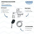 GROHE - Mitigeur baignoire mécanique Swift avec colonnettes Idro'Flex + Douchette 2 jets Comfort + Flexible - vignette