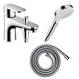 HANSGROHE - Pack mitigeur bain douche mécanique Vernis Blend C2 + Pommeau de douche Crometta + Flexible Metaflex chromé - vignette