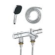 GROHE - Mitigeur baignoire thermostatique Precision Trend avec colonnettes Idro'Flex + Douchette 2 jets Comfort + Flexible - vignette