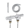 GROHE - Mitigeur baignoire thermostatique Grohtherm 800 Cosmopolitan 1/2 avec colonnettes Idro'Flex + Douchette 1 jet + Flexible - vignette