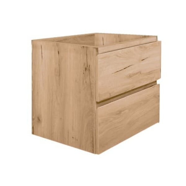 SWISS AQUA TECHNOLOGIES - Meuble salle de bain suspendu 59 x 50 x 45 cm – 2 tiroirs – plaque de recouvrement – chêne mat – B-Way (BWAY260OAKDESK) - large