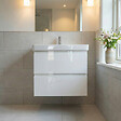 SWISS AQUA TECHNOLOGIES - Meuble salle de bain suspendu 59 x 50 x 45 cm avec lavabo céramique blanc brillant – 2 tiroirs – B-Way (BWAY260WU1BI) - vignette
