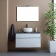 KIAMAMI VALENTINA - Meuble Sous-Lavabo 90Cm Blanc Avec Plateau Anthracite | Sole - vignette