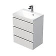SWISS AQUA TECHNOLOGIES - Cube Way 60x71x40 cm meuble de salle de bain suspendu 3 tiroirs avec lavabo en marbre coulé, blanc mat (CUBE3D603ZB) - vignette