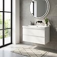 SWISS AQUA TECHNOLOGIES - Meuble de salle de bain suspendu 100 cm avec lavabo, 2 tiroirs, blanc brillant, SAT B-Way (BWAY2100WU1BI) - vignette