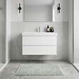 SWISS AQUA TECHNOLOGIES - Meuble de salle de bain suspendu 100 cm avec lavabo, 2 tiroirs, blanc brillant, SAT B-Way (BWAY2100WU1BI) - vignette