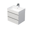 SWISS AQUA TECHNOLOGIES - Cube Way 60x47,5x46 cm meuble de salle de bain suspendu 2 tiroirs avec lavabo en céramique, blanc mat (CUBE3D46602ZBSAT) - vignette