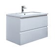 SWISS AQUA TECHNOLOGIES - Meuble de salle de bain suspendu 80 cm avec lavabo en marbre coulé, 2 tiroirs, blanc brillant, SAT B-Way (BWAY280WU) - vignette