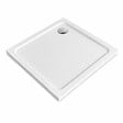 OTITEC - Receveurs de douche carré blanc - 90x90 - Siphon chrome inclus - CARO - vignette