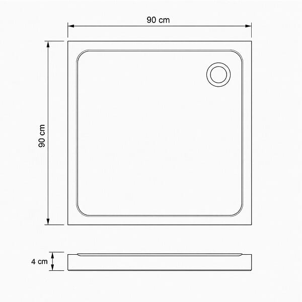OTITEC - Receveurs de douche carré blanc - 90x90 - Siphon chrome inclus - CARO - large