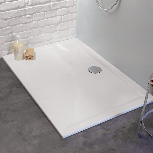 JACOB DELAFON - Receveur de douche 100 x 80 Gaspard rectangle céramique avec kit de réhausse et bonde - large