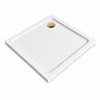 OTITEC - Receveurs de douche carré blanc - 80x80 - Siphon doré brossé inclus - CARO - vignette