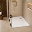 OTITEC - Receveurs de douche carré blanc - 90x90 - Siphon doré brossé inclus - CARO - vignette
