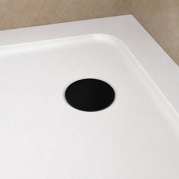OTITEC - Receveurs de douche carré blanc - 80x80 - Siphon noir inclus - CARO - large