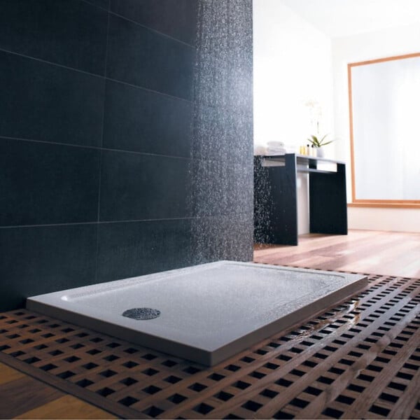 JACOB DELAFON - Receveur de douche 80 x 80 cm Flight carré blanc avec bonde verticale chromé - large