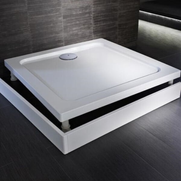 JACOB DELAFON - Receveur de douche 90 x 90 cm Flight carré blanc avec bonde verticale chromé - large