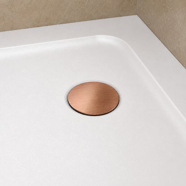 OTITEC - Receveurs de douche carré blanc - 90x90 - Siphon cuivre brossé inclus - CARO - large