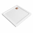 OTITEC - Receveurs de douche carré blanc - 80x80 - Siphon cuivre brossé inclus - CARO - vignette