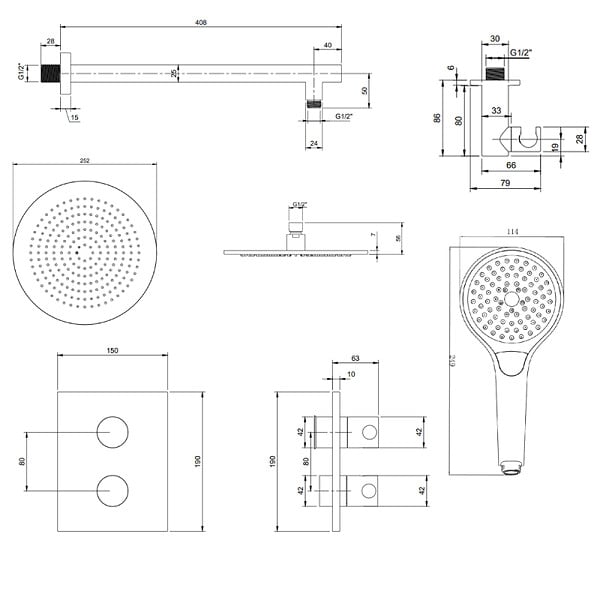 VILLEROY ET BOCH - Colonne de douche encastrée Universal Shower avec douchette 3 jets chromé - large
