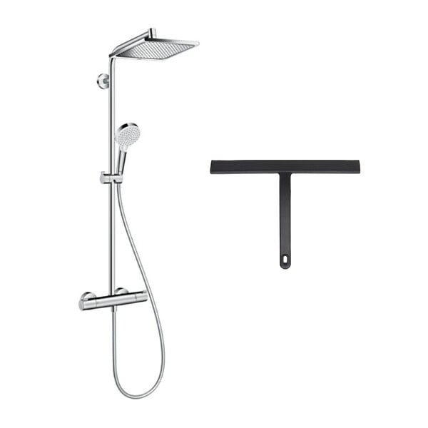 HANSGROHE - Hansgrohe Set de douche Crometta E 240 + cadeau gratuit raclette de douche en siliocone, noir (27271000-HSC) - large